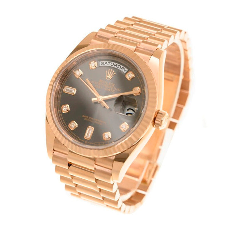 Relógio Day-Date 36 Automático Ouro Everose 18k Mostrador de Ardósia com Diamantes  - Mercado de Luxo - O Maior E-Commerce de Bens, Produtos e Serviços de Luxo do Brasil.