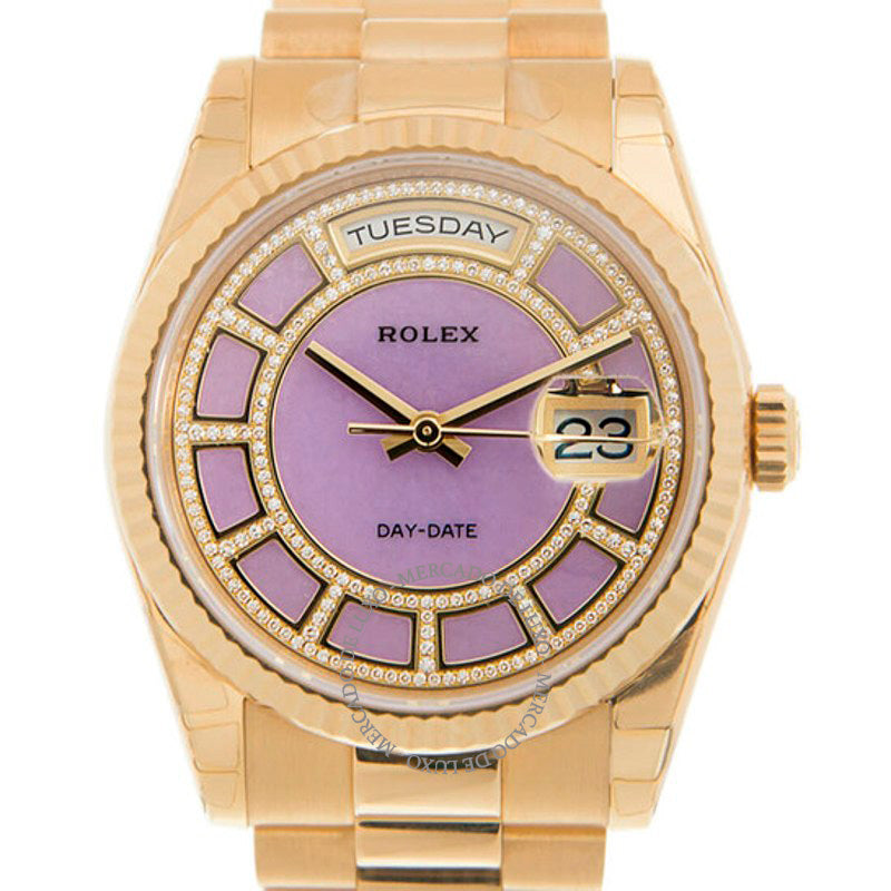 Relógio Mostrador Roxo Diamante Day-Date 1182 36 mm - Mercado de Luxo - O Maior E-Commerce de Bens, Produtos e Serviços de Luxo do Brasil.
