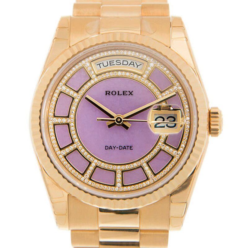 Relógio Mostrador Roxo Diamante Day-Date 1182 36 mm - Mercado de Luxo - O Maior E-Commerce de Bens, Produtos e Serviços de Luxo do Brasil.