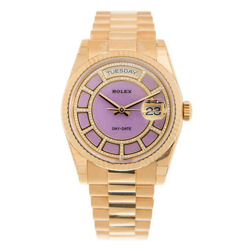 Relógio Mostrador Roxo Diamante Day-Date 1182 36 mm - Mercado de Luxo - O Maior E-Commerce de Bens, Produtos e Serviços de Luxo do Brasil.