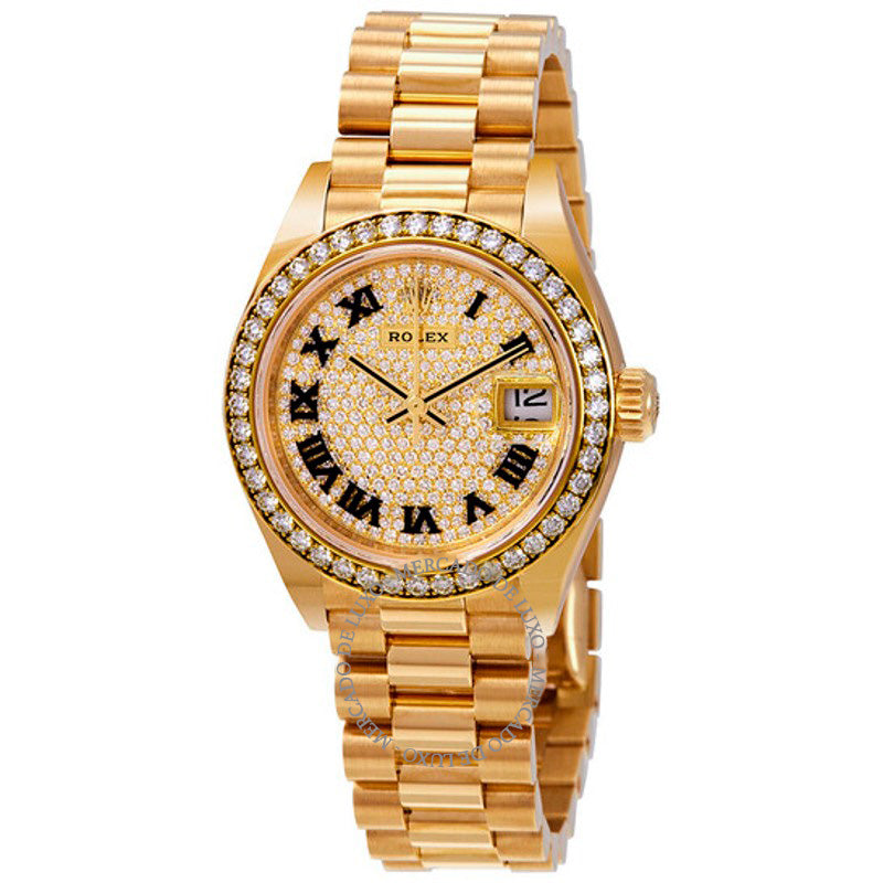 Relógio Lady-Datejust 28 automático com mostrador de diamantes e ouro amarelo 18k 28 mm - Mercado de Luxo - O Maior E-Commerce de Bens, Produtos e Serviços de Luxo do Brasil.