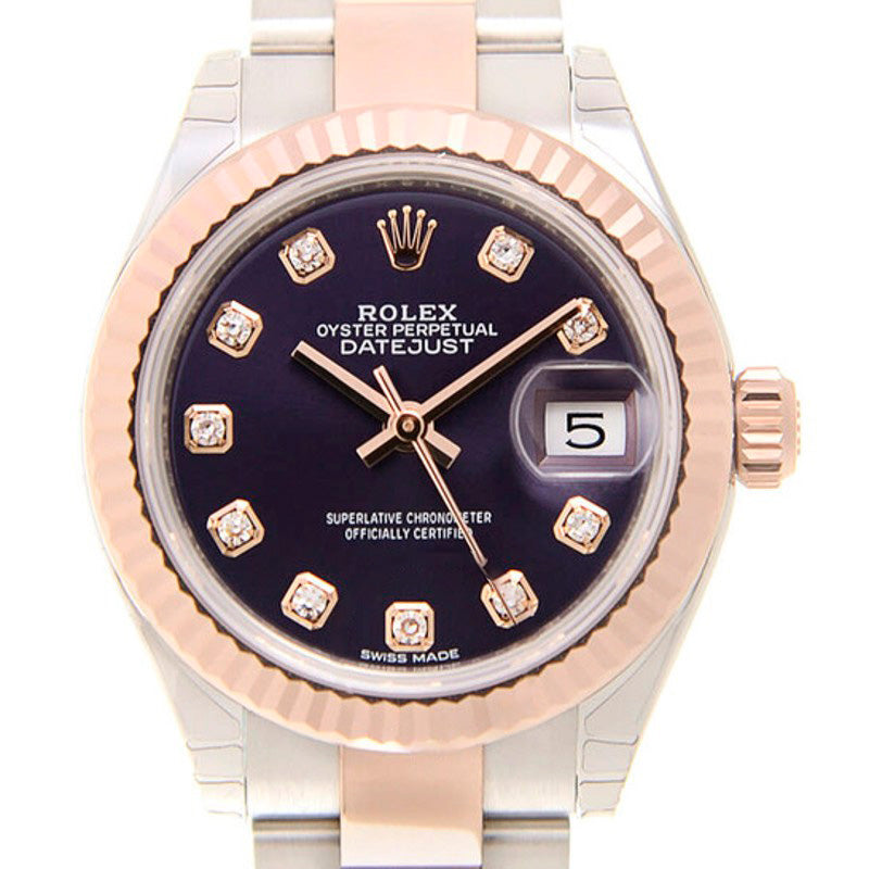 Relógio Oyster Lady-Datejust Aubergine com Mostrador de Diamante Automático 28 mm - Mercado de Luxo - O Maior E-Commerce de Bens, Produtos e Serviços de Luxo do Brasil.
