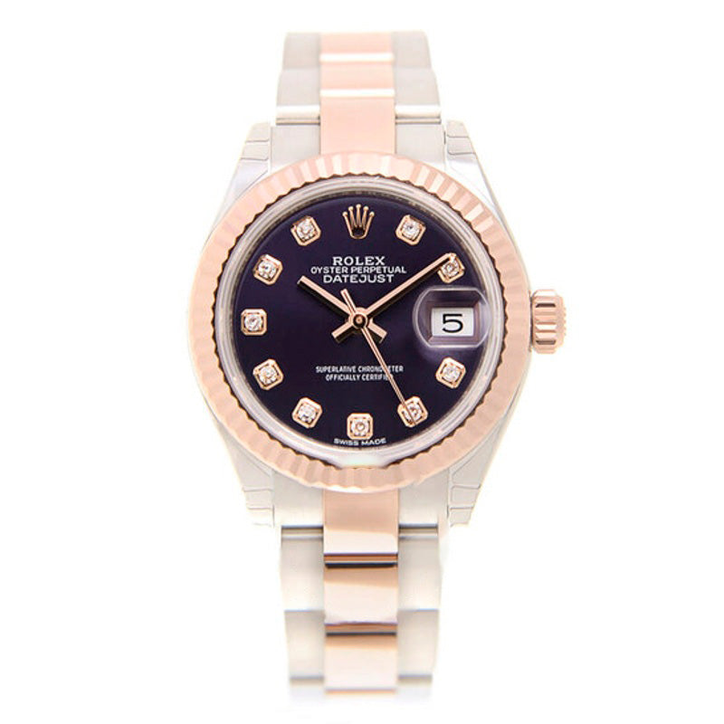 Relógio Oyster Lady-Datejust Aubergine com Mostrador de Diamante Automático 28 mm - Mercado de Luxo - O Maior E-Commerce de Bens, Produtos e Serviços de Luxo do Brasil.