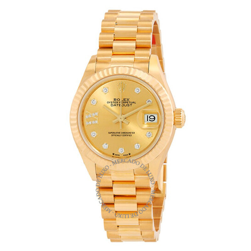 Relógio Lady Datejust Automático Diamante Mostrador Champanhe  - Mercado de Luxo - O Maior E-Commerce de Bens, Produtos e Serviços de Luxo do Brasil.