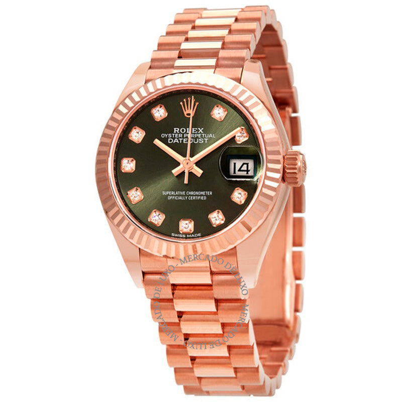 Relógio Lady-Datejust Automático Diamante Mostrador Verde 28 mm - Mercado de Luxo - O Maior E-Commerce de Bens, Produtos e Serviços de Luxo do Brasil.