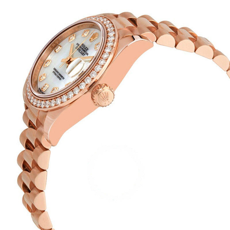 Relógio Lady-Datejust Madrepérola Mostrador de Diamante Automático Ouro Everose 18k Presidente 28 mm - Mercado de Luxo - O Maior E-Commerce de Bens, Produtos e Serviços de Luxo do Brasil.