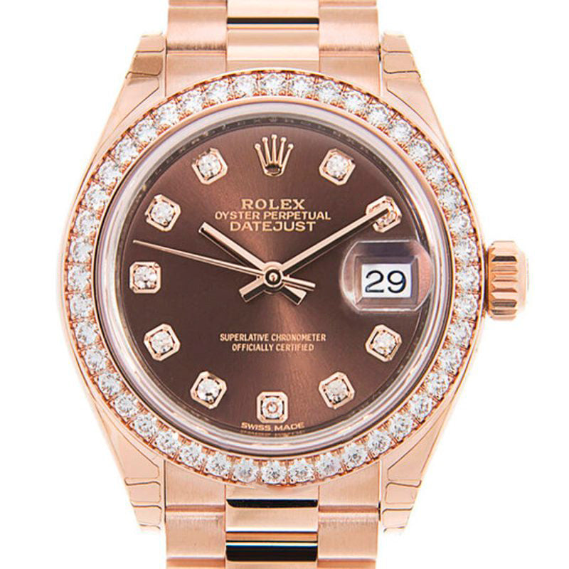 Relógio Lady-Datejust Automático Diamante Mostrador Marrom 28 mm - Mercado de Luxo - O Maior E-Commerce de Bens, Produtos e Serviços de Luxo do Brasil.
