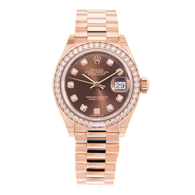 Relógio Lady-Datejust Automático Diamante Mostrador Marrom 28 mm - Mercado de Luxo - O Maior E-Commerce de Bens, Produtos e Serviços de Luxo do Brasil.