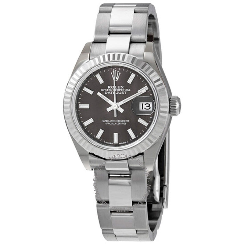 Relógio Oyster Automático Lady Datejust com Mostrador Cinza Escuro 28 mm - Mercado de Luxo - O Maior E-Commerce de Bens, Produtos e Serviços de Luxo do Brasil.