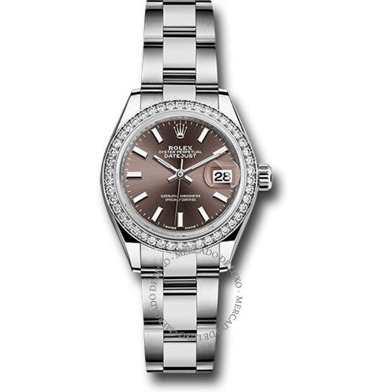 Relógio Oyster Lady Datejust Automático Mostrador Cinza 28 mm - Mercado de Luxo - O Maior E-Commerce de Bens, Produtos e Serviços de Luxo do Brasil.