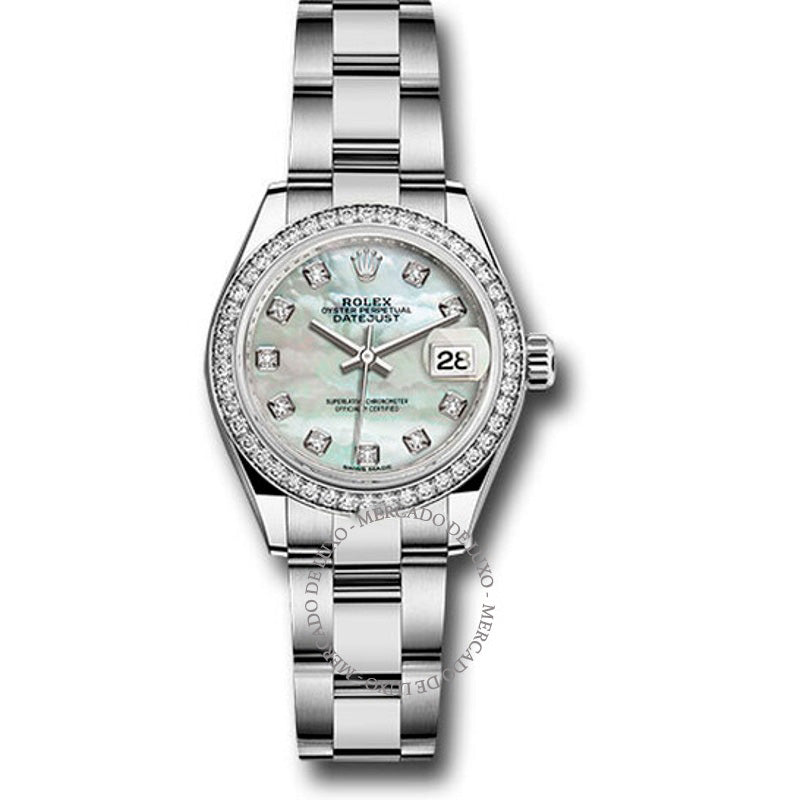 Relógio Oyster Lady Datejust Automático Madrepérola Mostrador de Diamante 28 mm - Mercado de Luxo - O Maior E-Commerce de Bens, Produtos e Serviços de Luxo do Brasil.