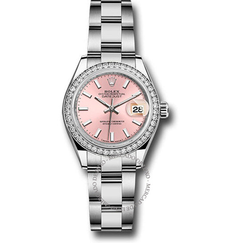Relógio Oyster Lady Datejust Automático com Mostrador Rosa 28 mm - Mercado de Luxo - O Maior E-Commerce de Bens, Produtos e Serviços de Luxo do Brasil.