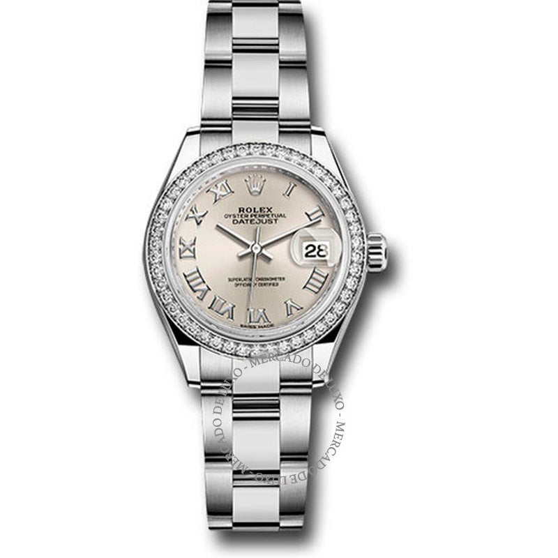 Relógio Oyster Lady Datejust Automático com Mostrador Prateado 28 mm - Mercado de Luxo - O Maior E-Commerce de Bens, Produtos e Serviços de Luxo do Brasil.