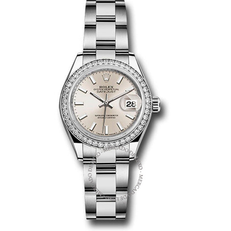 Relógio Oyster Lady Datejust Automático com Mostrador Prateado 28 mm - Mercado de Luxo - O Maior E-Commerce de Bens, Produtos e Serviços de Luxo do Brasil.