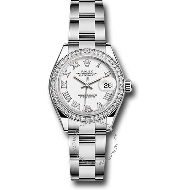 Relógio Oyster Lady Datejust Automático Mostrador Branco 28 mm - Mercado de Luxo - O Maior E-Commerce de Bens, Produtos e Serviços de Luxo do Brasil.