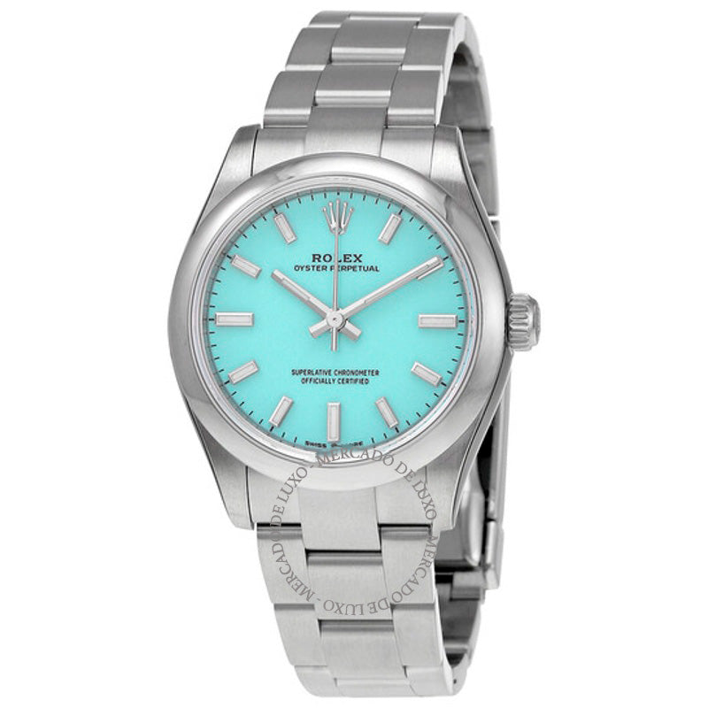 Relógio Oyster Perpetual 31 Cronômetro Automático Mostrador Azul Turquesa 31 mm - Mercado de Luxo - O Maior E-Commerce de Bens, Produtos e Serviços de Luxo do Brasil.