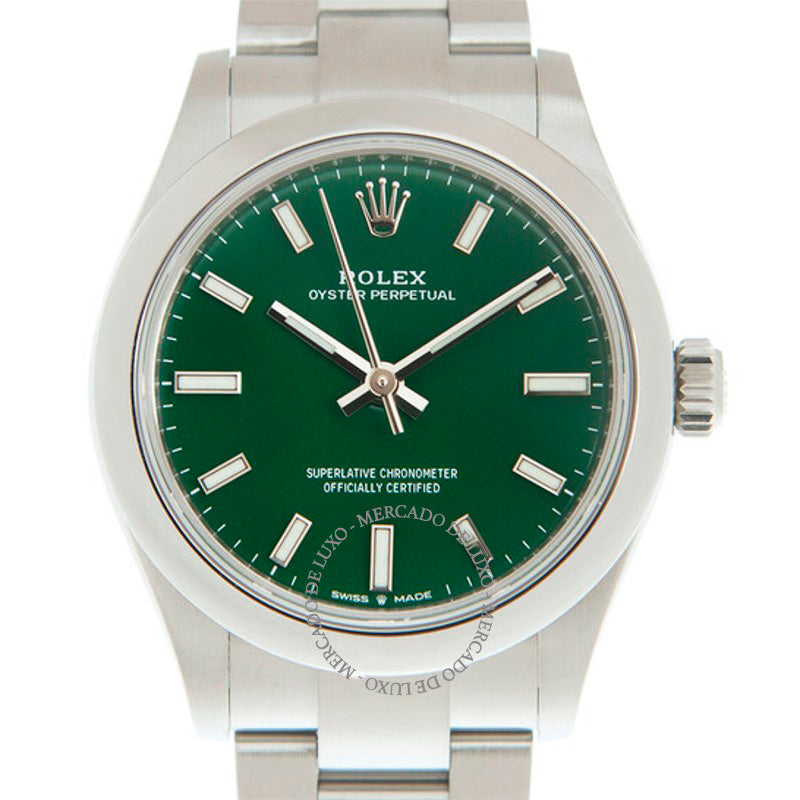 Relógio Oyster Perpetual 31 Automático Mostrador Verde 31 mm - Mercado de Luxo - O Maior E-Commerce de Bens, Produtos e Serviços de Luxo do Brasil.