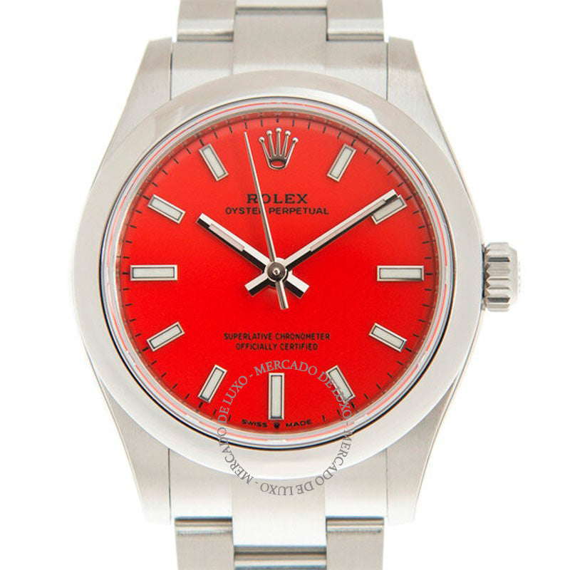 Relógio Oyster Perpetual 31 Coral Red Dial Automático 31 mm - Mercado de Luxo - O Maior E-Commerce de Bens, Produtos e Serviços de Luxo do Brasil.
