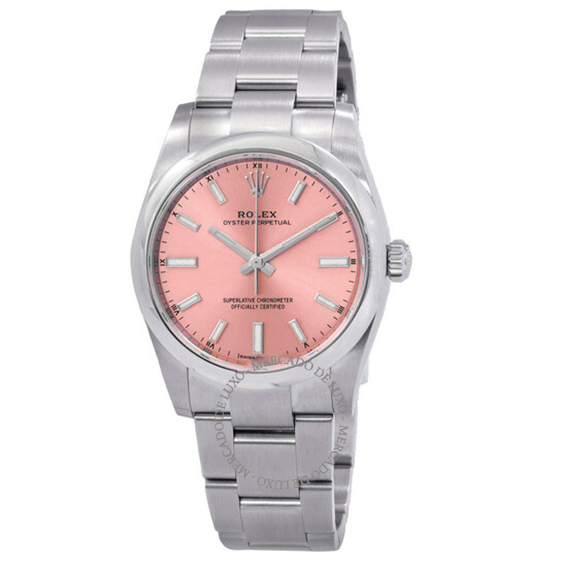 Relógio Oyster Perpetual 34 Cronômetro Automático Mostrador Rosa 34 mm - Mercado de Luxo - O Maior E-Commerce de Bens, Produtos e Serviços de Luxo do Brasil.