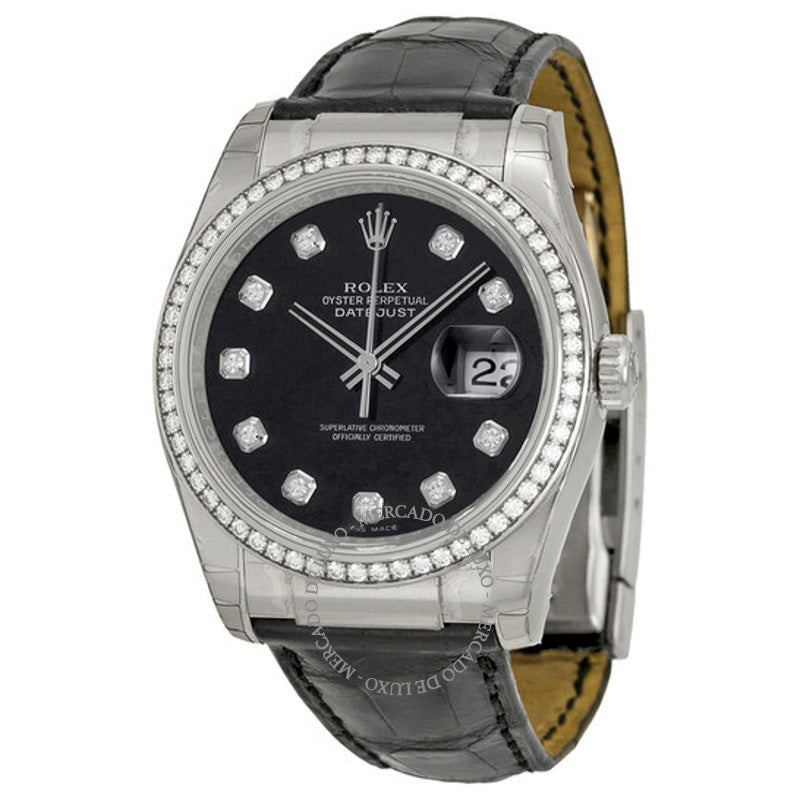 Relógio Datejust Black Diamond Dial Couro Automático 36 mm - Mercado de Luxo - O Maior E-Commerce de Bens, Produtos e Serviços de Luxo do Brasil.
