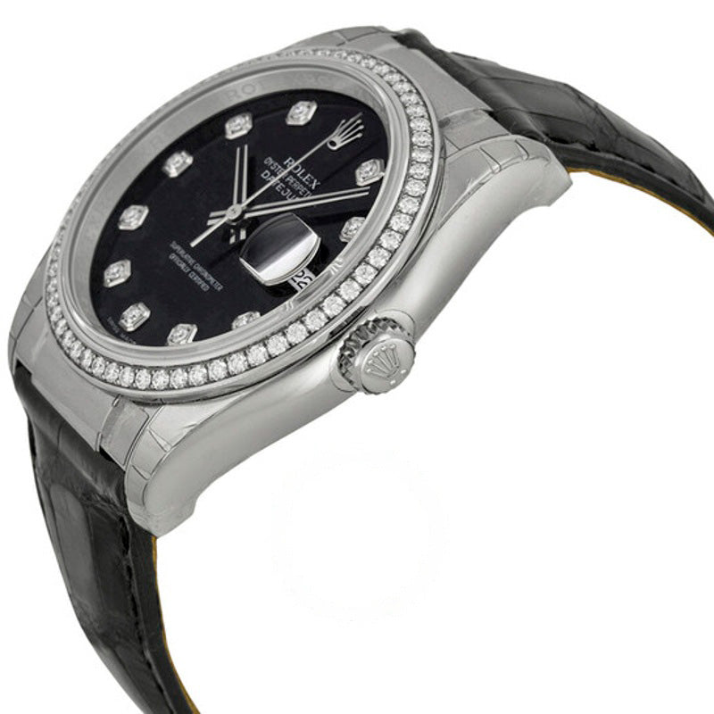 Relógio Datejust Black Diamond Dial Couro Automático 36 mm - Mercado de Luxo - O Maior E-Commerce de Bens, Produtos e Serviços de Luxo do Brasil.