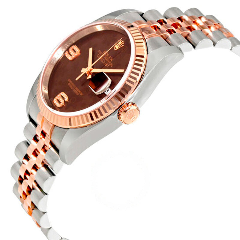 Relógio Oyster Perpetual Datejust Chocolate Floral Dial Automático em Aço Inoxidável e Ouro Everose 18k 36 mm - Mercado de Luxo - O Maior E-Commerce de Bens, Produtos e Serviços de Luxo do Brasil.