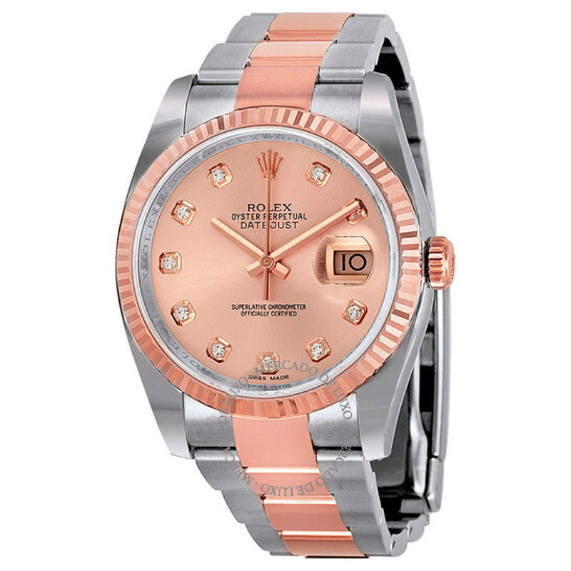 Relógio Oyster Perpetual Datejust 36 Mostrador Rosa Aço Inoxidável e Pulseira de Ouro Everose 18K Automático 36 mm - Mercado de Luxo - O Maior E-Commerce de Bens, Produtos e Serviços de Luxo do Brasil.