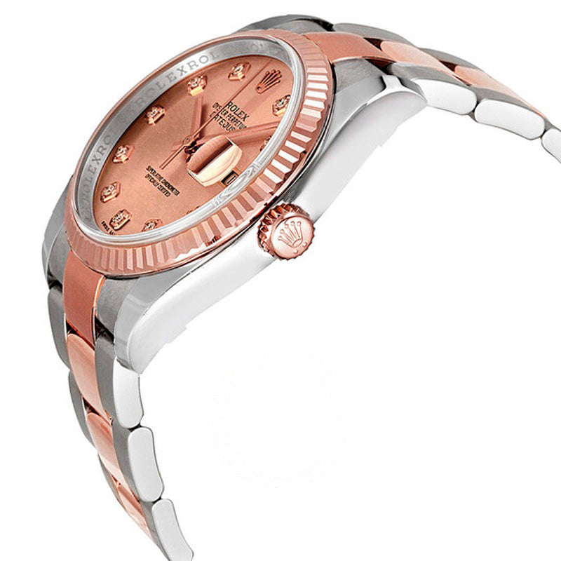 Relógio Oyster Perpetual Datejust 36 Mostrador Rosa Aço Inoxidável e Pulseira de Ouro Everose 18K Automático 36 mm - Mercado de Luxo - O Maior E-Commerce de Bens, Produtos e Serviços de Luxo do Brasil.