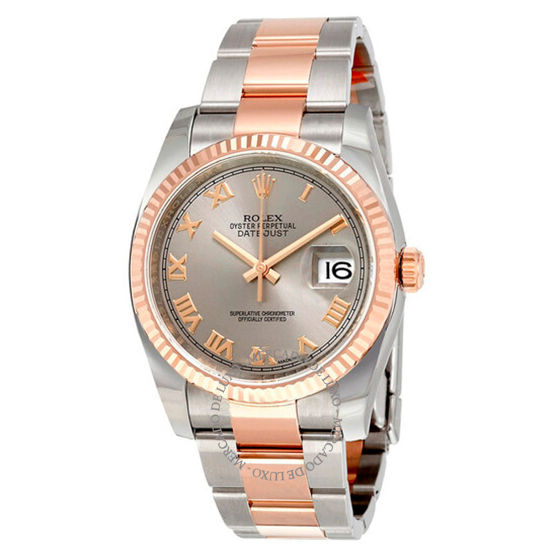 Relógio Oyster Perpetual Datejust com mostrador de ródio automático em aço inoxidável e ouro Everose 18 quilates 36 mm - Mercado de Luxo - O Maior E-Commerce de Bens, Produtos e Serviços de Luxo do Brasil.