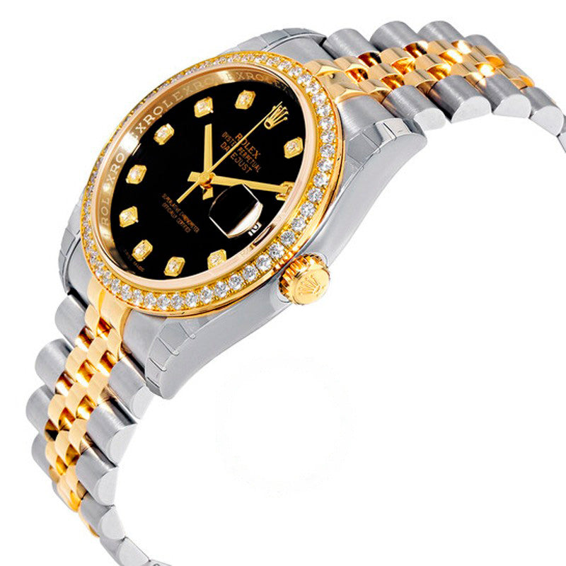 Relógio Oyster Perpetual Datejust 36 Mostrador Preto Aço Inoxidável e Ouro Amarelo 18K Pulseira Jubilee Automático 36 mm - Mercado de Luxo - O Maior E-Commerce de Bens, Produtos e Serviços de Luxo do Brasil.