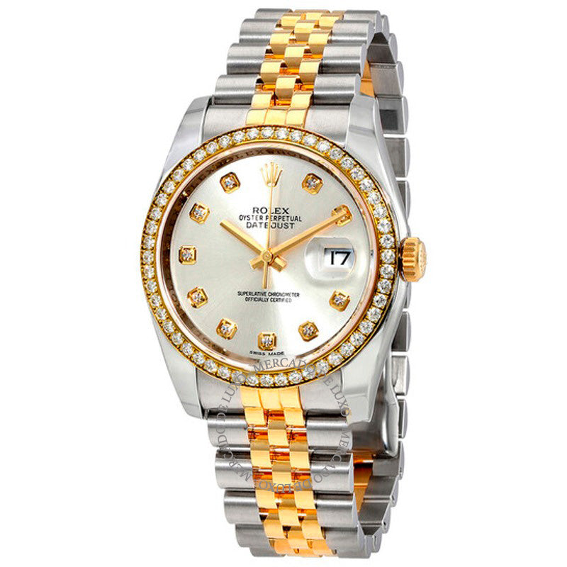 Relógio Oyster Perpetual Datejust 36 Mostrador prateado Aço inoxidável e ouro amarelo 18K Pulseira Jubilee Automático 36 mm - Mercado de Luxo - O Maior E-Commerce de Bens, Produtos e Serviços de Luxo do Brasil.