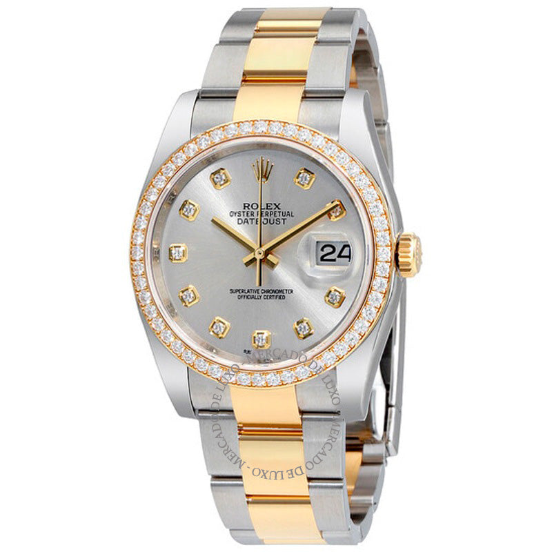 Relógio Oyster Perpetual Datejust 36 Mostrador prateado Aço inoxidável e pulseira de ouro amarelo 18K Automático 36 mm - Mercado de Luxo - O Maior E-Commerce de Bens, Produtos e Serviços de Luxo do Brasil.