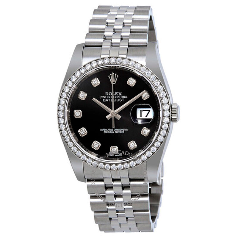 Relógio Oyster Perpetual Datejust 36 Mostrador Preto Aço Inoxidável Pulseira Jubilee Automático 36 mm - Mercado de Luxo - O Maior E-Commerce de Bens, Produtos e Serviços de Luxo do Brasil.