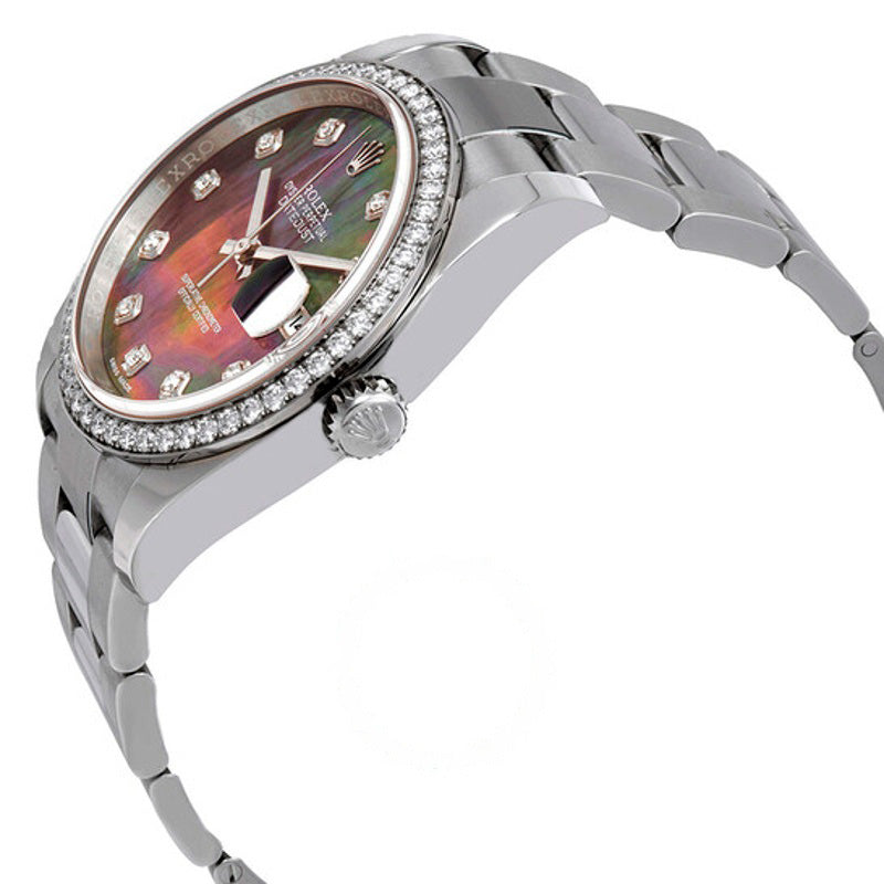 Relógio Oyster automático Datejust com mostrador de diamante e madrepérola preta 36 mm - Mercado de Luxo - O Maior E-Commerce de Bens, Produtos e Serviços de Luxo do Brasil.