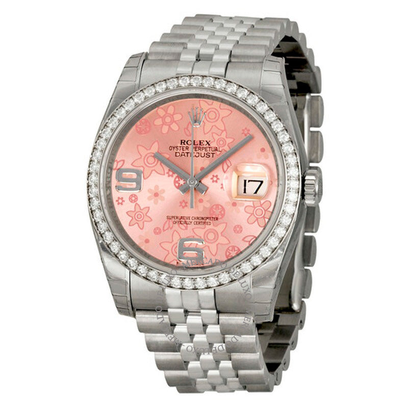 Relógio Oyster Perpetual Datejust 36 Mostrador Floral Rosa Aço Inoxidável Pulseira Jubilee Automático 36 mm - Mercado de Luxo - O Maior E-Commerce de Bens, Produtos e Serviços de Luxo do Brasil.