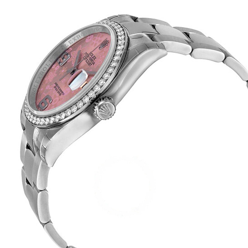 Relógio Oyster Perpetual Datejust 36 Mostrador Floral Rosa Pulseira de Aço Inoxidável Automático 36 mm - Mercado de Luxo - O Maior E-Commerce de Bens, Produtos e Serviços de Luxo do Brasil.