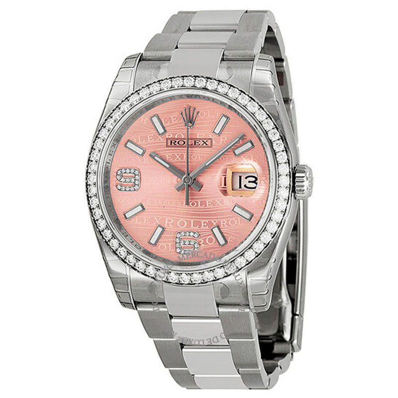 Relógio Oyster Perpetual Datejust 36 Mostrador Rosa Onda Pulseira de Aço Inoxidável Automático 36 mm - Mercado de Luxo - O Maior E-Commerce de Bens, Produtos e Serviços de Luxo do Brasil.