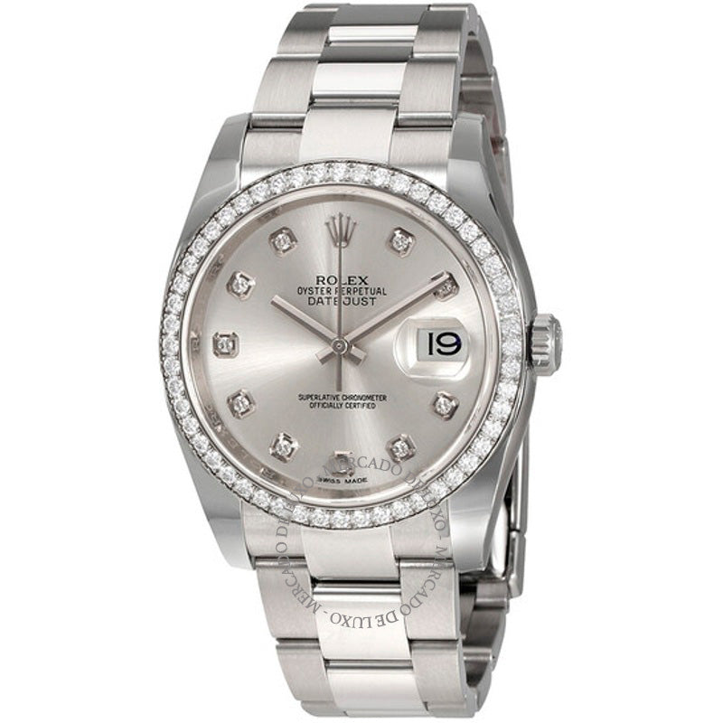 Relógio Oyster Perpetual Datejust 36 Mostrador Prateado Pulseira de Aço Inoxidável Automático 36 mm - Mercado de Luxo - O Maior E-Commerce de Bens, Produtos e Serviços de Luxo do Brasil.