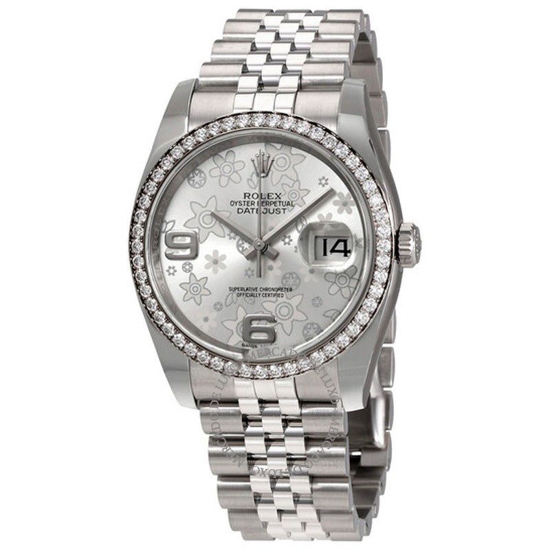 Relógio Oyster Perpetual Datejust 36 Prata Mostrador Floral Aço Inoxidável Pulseira Jubilee Automático 36 mm - Mercado de Luxo - O Maior E-Commerce de Bens, Produtos e Serviços de Luxo do Brasil.