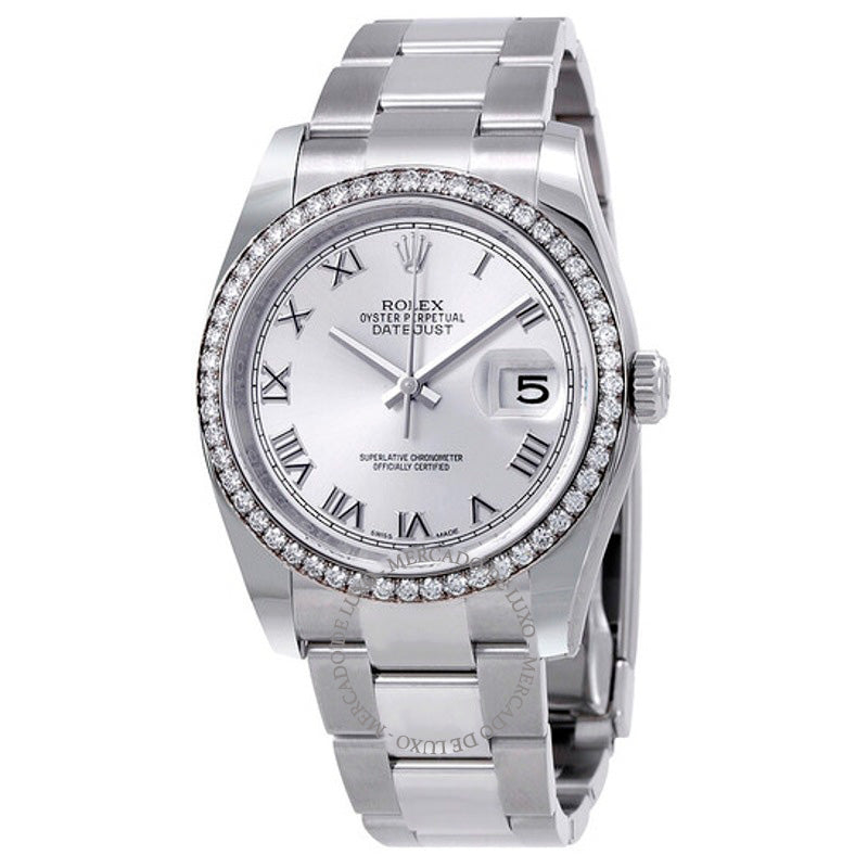 Relógio Oyster Perpetual Datejust 36 Mostrador Prateado Pulseira de Aço Inoxidável Automático 36 mm - Mercado de Luxo - O Maior E-Commerce de Bens, Produtos e Serviços de Luxo do Brasil.