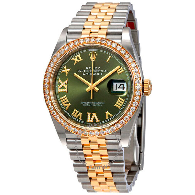 Relógio Jubilee automático com mostrador de diamante verde em aço e ouro amarelo 18K 36 mm - Mercado de Luxo - O Maior E-Commerce de Bens, Produtos e Serviços de Luxo do Brasil.