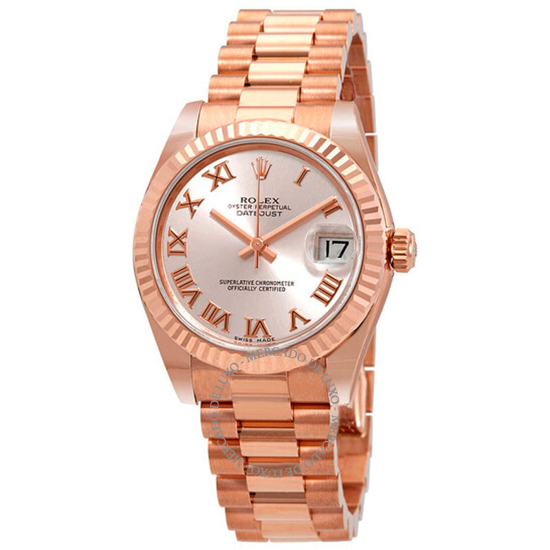 Relógio Lady-Datejust 31 Mostrador Rosa Ouro Everose 18K Presidente Automático 31 mm - Mercado de Luxo - O Maior E-Commerce de Bens, Produtos e Serviços de Luxo do Brasil.