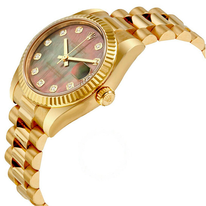 Relógio Datejust President em ouro amarelo 18K com mostrador de diamante e madrepérola preta  - Mercado de Luxo - O Maior E-Commerce de Bens, Produtos e Serviços de Luxo do Brasil.