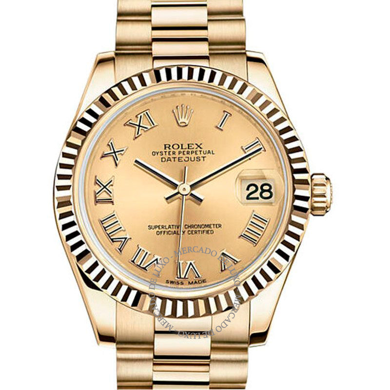 Relógio Lady-Datejust 31 Mostrador Champange Ouro Amarelo 18K Presidente Automático 31 mm - Mercado de Luxo - O Maior E-Commerce de Bens, Produtos e Serviços de Luxo do Brasil.