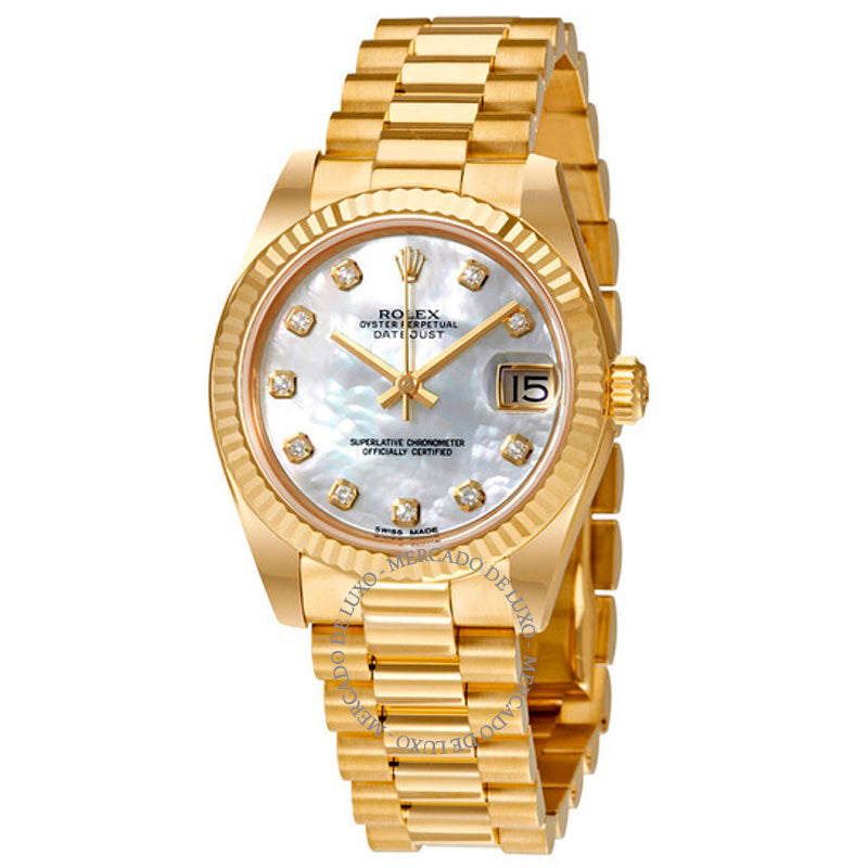 Relógio Lady-Datejust 31 Mostrador Madrepérola Ouro Amarelo 18K Presidente Automático 31 mm - Mercado de Luxo - O Maior E-Commerce de Bens, Produtos e Serviços de Luxo do Brasil.