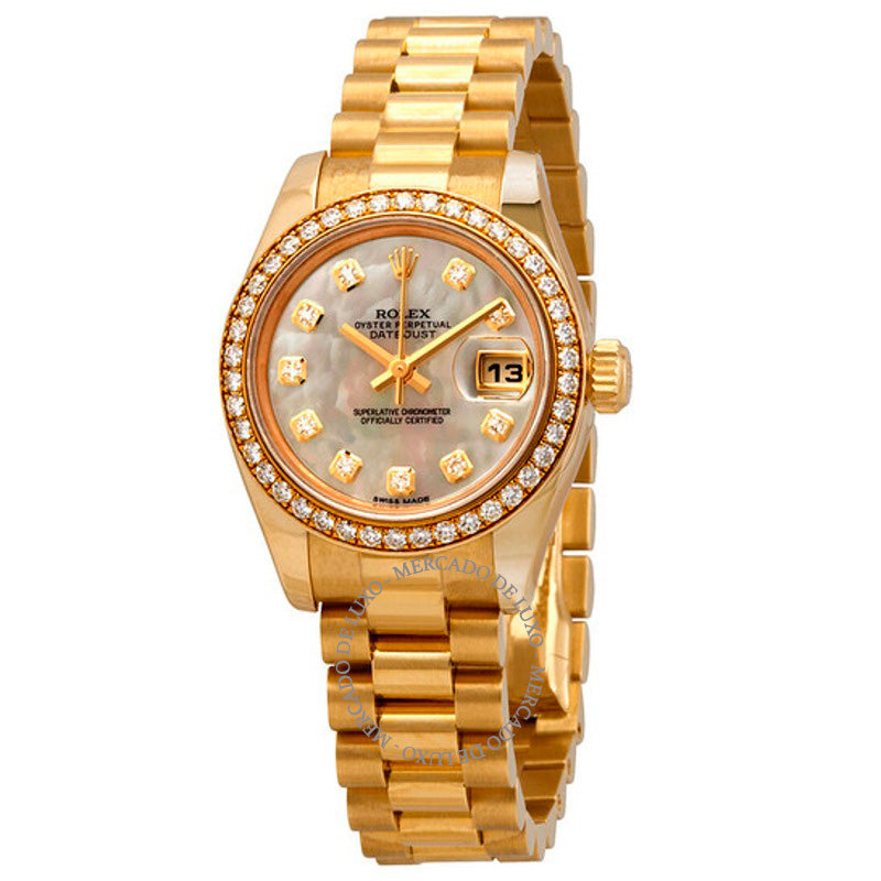Relógio Lady-Datejust 26 Mostrador Madrepérola Ouro Amarelo 18K Presidente Automático 26 mm - Mercado de Luxo - O Maior E-Commerce de Bens, Produtos e Serviços de Luxo do Brasil.