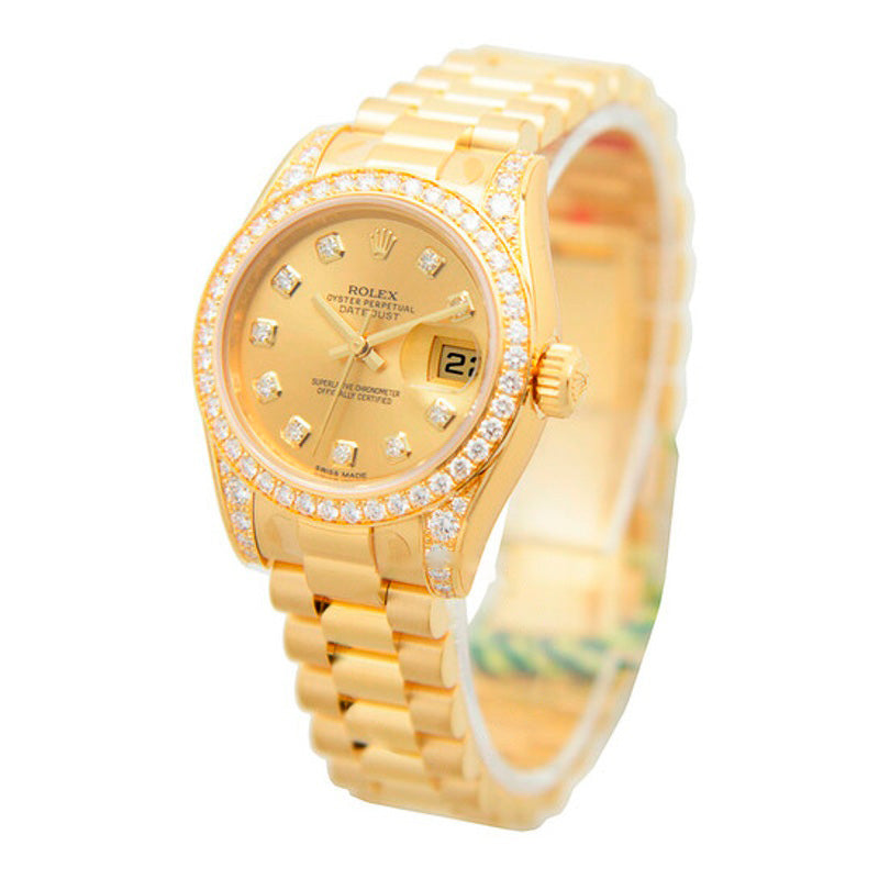 Relógio Lady-Datejust 26 Mostrador Champagne Ouro Amarelo 18K Presidente Automático 26 mm - Mercado de Luxo - O Maior E-Commerce de Bens, Produtos e Serviços de Luxo do Brasil.