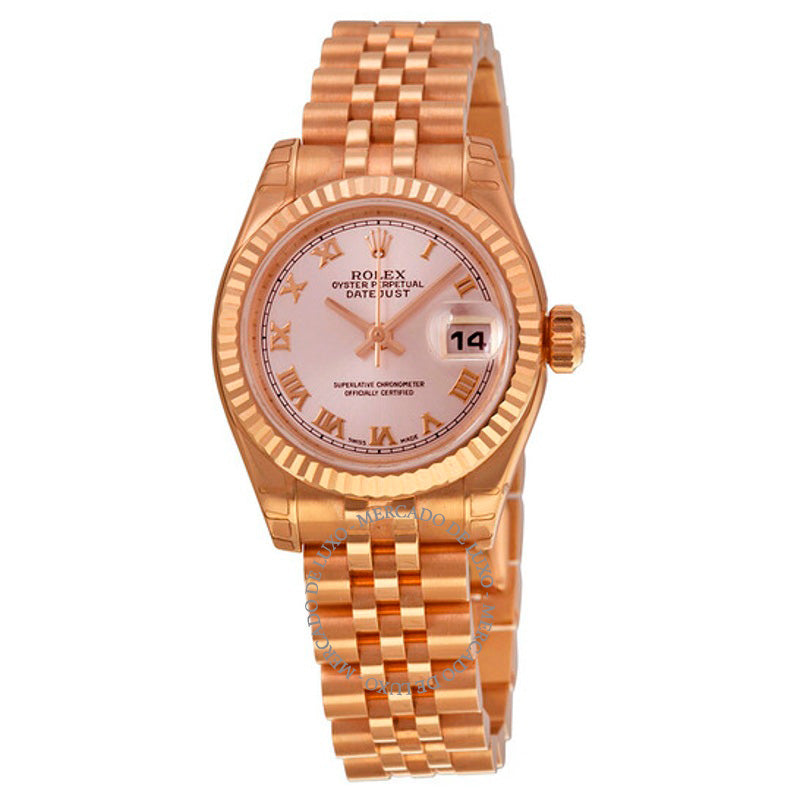 Relógio automático Lady Datejust 26 com mostrador champanhe e pulseira Jubilee em ouro rosa 18K  - Mercado de Luxo - O Maior E-Commerce de Bens, Produtos e Serviços de Luxo do Brasil.