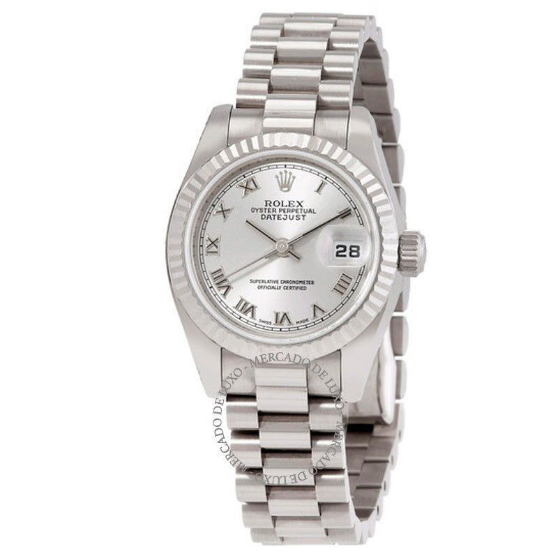 Relógio Lady-Datejust 26 Mostrador prateado Ouro branco 18K Presidente Automático  - Mercado de Luxo - O Maior E-Commerce de Bens, Produtos e Serviços de Luxo do Brasil.
