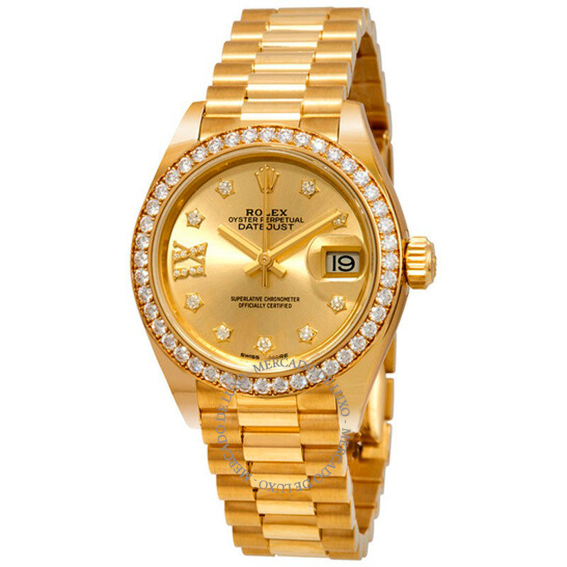 Relógio Lady-Datejust Champagne com mostrador de diamantes e ouro amarelo 18k  - Mercado de Luxo - O Maior E-Commerce de Bens, Produtos e Serviços de Luxo do Brasil.